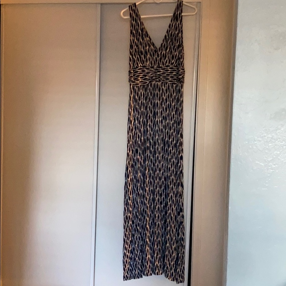 Blue and white maxi dress